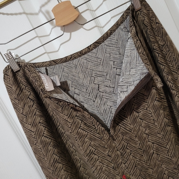 Vintage brown red floral print hem a line midi wrap skirt Tanjay Petites 14 P - Picture 11 of 11